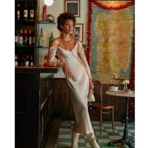 Vince Draped Sleeve Cold-Shoulder Slip Dress Size Large